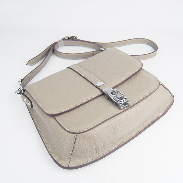 Replica Hermes Togo Leather Messenger Bag Grey 8079